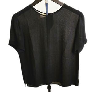 Due per Due 100% Silk Black Sheer Top Size 6